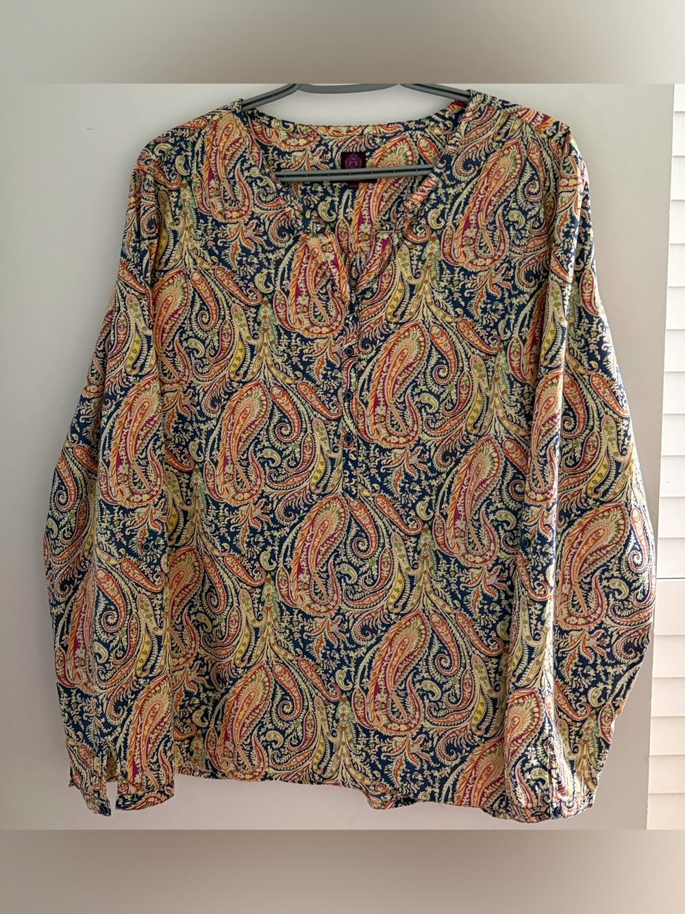 Liberty of London Art Fabrics Cotton Popover Blouse XL